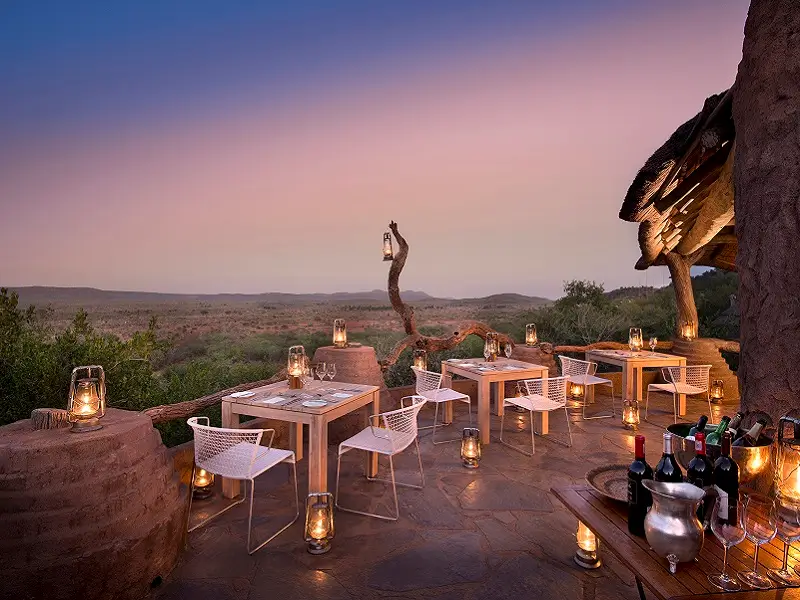 Dining upstairs at Madikwe Safari Lodge Dithaba