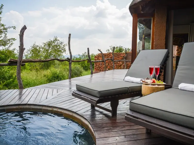 Private deck and pool at Madikwe Safari Lodge Dithaba